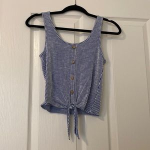 Striped tank top with brown buttons